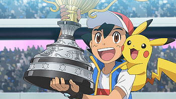 Ash and Pikachu with Trophy - Pokémon Ultimate Journeys, Ash Ketchum, Pikachu, Anime, Pokémon Ultimate Journeys: The Series HD wallpaper