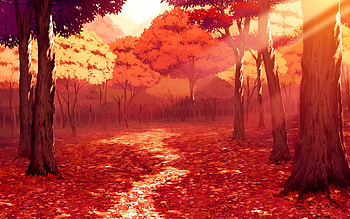 Animated Scenery Autumn Red Trees HD wallpaper