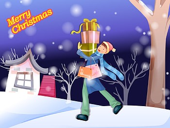 Present arrive, winter, present, snow, christmas HD wallpaper