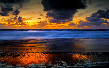 GOLDEN SHORE, sea, horizon, shore, coast, clouds HD wallpaper