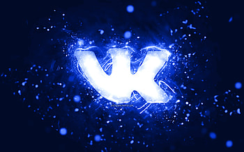 VKontakte dark blue logo, , dark blue neon lights, creative, dark blue abstract background, VKontakte logo, social network, VKontakte HD wallpaper