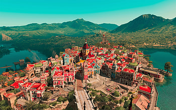 Mountain, The Witcher 3: Wild Hunt Blood And Wine, The Witcher 3: Wild Hunt, Video Game, Beauclair (The Witcher), City, The Witcher HD wallpaper