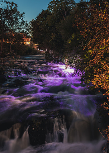 Nature, Rivers, Sunset, Waterfall, Flow HD phone wallpaper