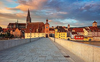 Regensburg, Germany, bridge, houses, church, Germany HD wallpaper