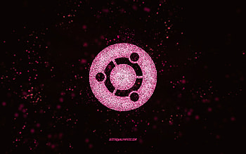 Ubuntu glitter logo, , black background, Ubuntu logo, pink glitter art, Ubuntu, creative art, Ubuntu pink glitter logo HD wallpaper