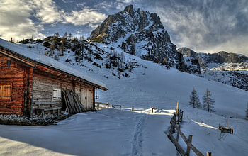 At the Winter Cabin, Cabins, Winter, Snow, Nature, Mountains HD wallpaper
