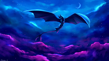 Art Night Fury, night-fury, light-fury, artwork, artist, digital-art, deviantart HD wallpaper