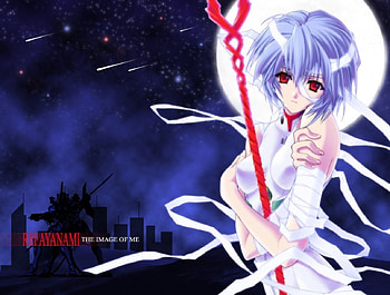 Rei Ayanami, night, blue, evangelion, neon genesis, girl, beautiful, beauty, dark, woman, anime, moon, female HD wallpaper