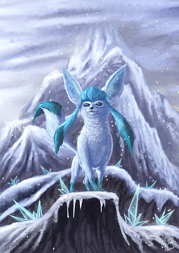 Eevee's evolution art, Space-themed Glaceon, Artstation showcase, Inspiring creativity HD phone wallpaper