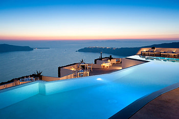 Relaxing above..., summer, greece, mine, pool, santorini HD wallpaper