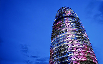 torre-agbar building in barcelona, colors, glass, sky, modern, building skyscraper HD wallpaper