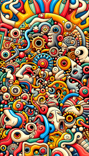 Vibrant Faces: A Colorful Experience, Abstract, colorful design, face, pattern, surrealism HD phone wallpaper
