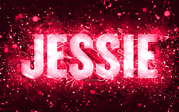 Happy Birtay Jessie, , pink neon lights, Jessie name, creative, Jessie Happy Birtay, Jessie Birtay, popular american female names, with Jessie name, Jessie HD wallpaper