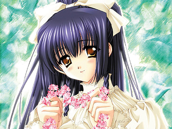 Anime, Flowers, Young, Girl, Brunette HD wallpaper