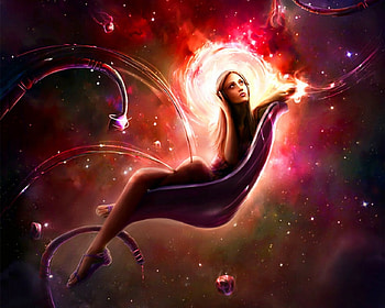 Fantasy girl, space, magic, fantasy, woman HD wallpaper