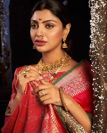 Akanksha, red, sari HD phone wallpaper