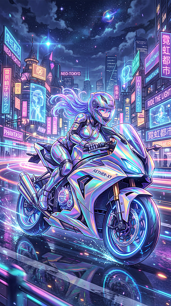 Neo-Tokyo Night Ride — Aether XR Anime Motorcycle , Cyberpunk, Neon City HD phone wallpaper