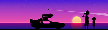 Synthwave Sunset: Time-Drive, Rick and Morty HD wallpaper