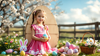 Easter Joy: A Celebration of Springtime, Easter, girl, spring, colorful eggs HD wallpaper