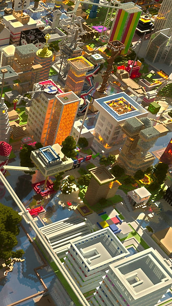 Voxel Metropolis: Minecraft , city, video game, Minecraft HD phone wallpaper