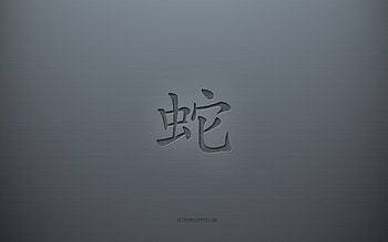 Snake Kanji Symbol, gray creative background, Snake Japanese character, Japanese hieroglyphs, Snake, Kanji, Japanese Symbol for Snake, gray paper texture, Snake hieroglyph HD wallpaper