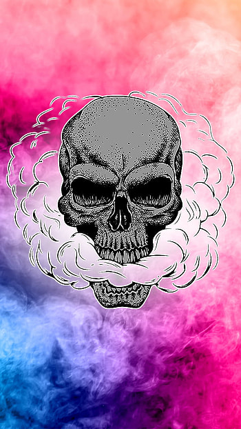 Skull Color Smoke, dark, skull HD phone wallpaper