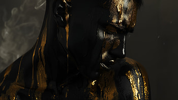 Contemplative Man in Gold - Artistic Sadness, man, sad, portrait HD wallpaper