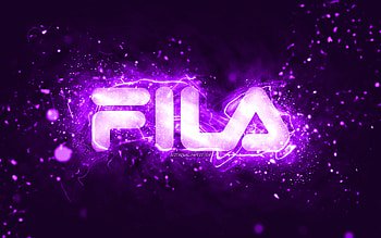 Fila violet logo, , violet neon lights, creative, violet abstract background, Fila logo, brands, Fila HD wallpaper