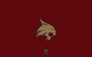Texas State Bobcats, burgundy background, American football team, Texas State Bobcats emblem, NCAA, Texas, USA, American football, Texas State Bobcats logo HD wallpaper