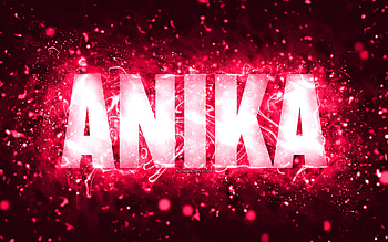 Happy Birtay Anika, , pink neon lights, Anika name, creative, Anika Happy Birtay, Anika Birtay, popular american female names, with Anika name, Anika HD wallpaper