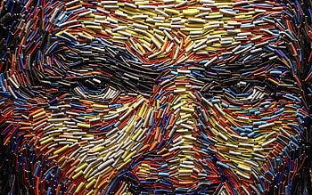 male eyes from wires, creative 3d art, face from wires, portrait from wires, electrical wires HD wallpaper