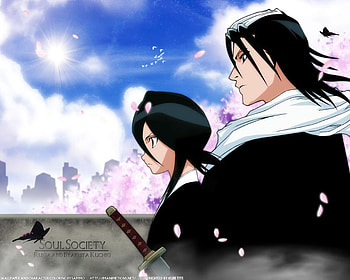 kuchikis, bleach, anime, byakuya, rukia, kuchiki HD wallpaper