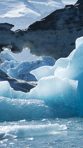 Glacial panorama, Snow-capped peaks, Frozen majesty, Nature's grandeur HD phone wallpaper