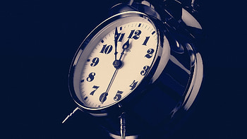 Blue alarm clock, Dark dials, Metal wall decor, White clock HD wallpaper