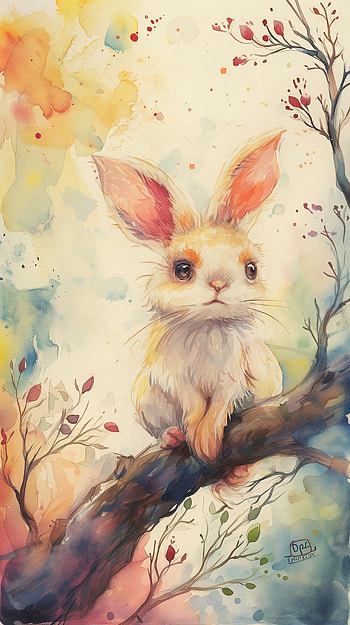 Cute Animal Watercolor - Enchanting Bunny Design, Animal, cute, rabbit, illustration, watercolor HD phone wallpaper