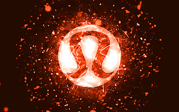 Lululemon Athletica orange logo, , orange neon lights, creative, orange abstract background, Lululemon Athletica logo, brands, Lululemon Athletica HD wallpaper