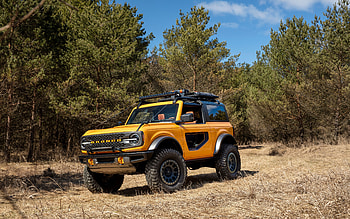 Ford Bronco 2-Door Preproduction, 2020, exterior, front view, new yellow Bronco, American cars, Ford HD wallpaper