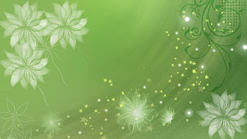 Odyssey in Green, glow, firefox persona, green, flowers, stars, scroll HD wallpaper