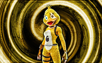 Quackling, yellow grunge background, Fortnite, vortex, Fortnite characters, Quackling Skin, Fortnite Battle Royale, Quackling Fortnite HD wallpaper