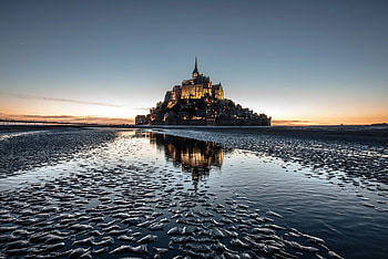 Mont St. Michel, France travel guide, Monastery reflection, Senior travelers HD wallpaper