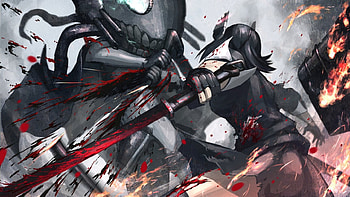 Black Hot Samurai, Warrior, Samurai, Beauty, Wall, BG, Anime, Kantai Collect, Sword, Colours, New HD wallpaper