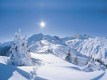 Schigebiet Silvretta Nova, winter, trees, sky, snow HD wallpaper
