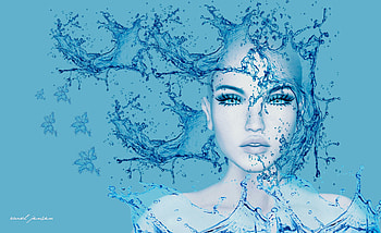 Water, Art, 3D, Spray, Girl, Face HD wallpaper