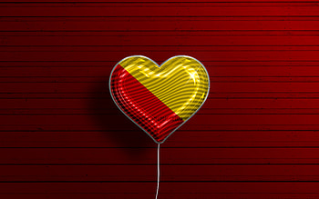 I Love Palermo, , realistic balloons, red wooden background, Day of Palermo, Italian cities, flag of Palermo, Italy, balloon with flag, Palermo flag, Palermo HD wallpaper
