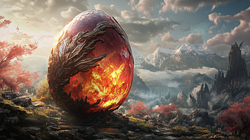 Enigmatic Dragon Egg: A Fantasy, fantasy, egg, Dragon Egg!, fantasy egg, landscape, fantasy landscape HD wallpaper