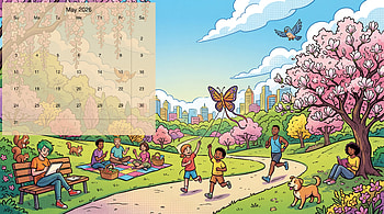 May 2026 Calendar — Blossom Park, May 2026 Calendar HD wallpaper