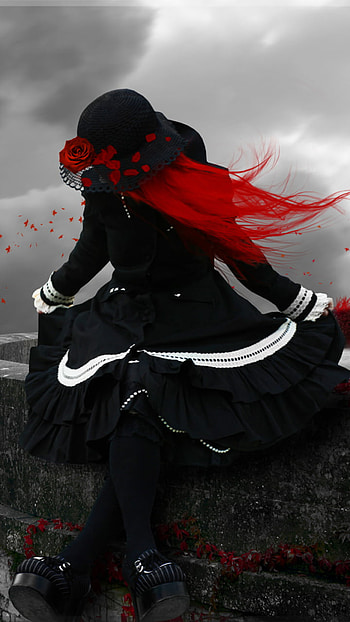 red hair, dark, gothic HD phone wallpaper