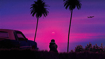 Palm Dreams At Dusk, alone, sunset, dusk, artist, artwork, digital-art HD wallpaper