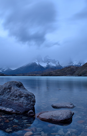 Nature, Stones, Pebble, Mountains, Lake, Snow Covered, Snowbound HD phone wallpaper