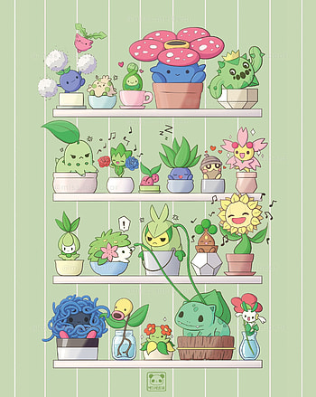 Aesthetic Pokmon, Cute grass edition, Botanical beauty, Plant companions HD phone wallpaper